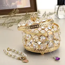 Crystal Treasure Chest Box Glass Mirrored Decorative Keepsake Case Jewelry Display Case Trinket Organizer for Rings Earrings