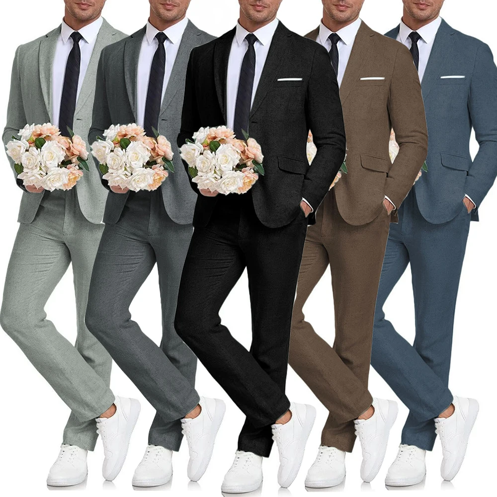 2025 New S-6XL Classic Fashion Men's Suit High Quality 2 Piece Jacket+Pant Formal Casual Business Wedding Blazer Coat