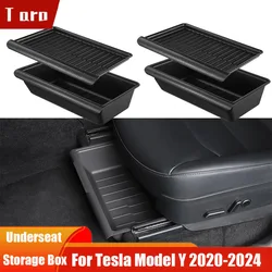 Under Seat Storage Box For Tesla Model Y 2024-2020 Model Y Waterproof Driver Passenger Underseat Hidden Organizer Box TPE