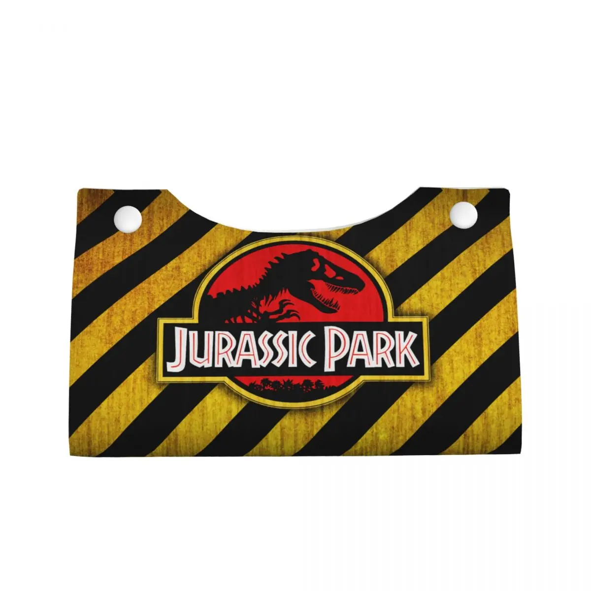 Custom Jurassic Park Logo Yellow Tissue Box Cover PU Leather Rectangular Giant Dinsaur Facial Tissue Box Holder for Bathroom Car