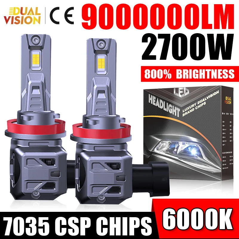 

Turbo 2PCS H11 LED Headlight 2700W 9000000LM Canbus H7 H4 H8 H9 9005 HB3 9006 HB4 Car Light 7035 CSP Fog Lamp Mini 12V Plug&Play