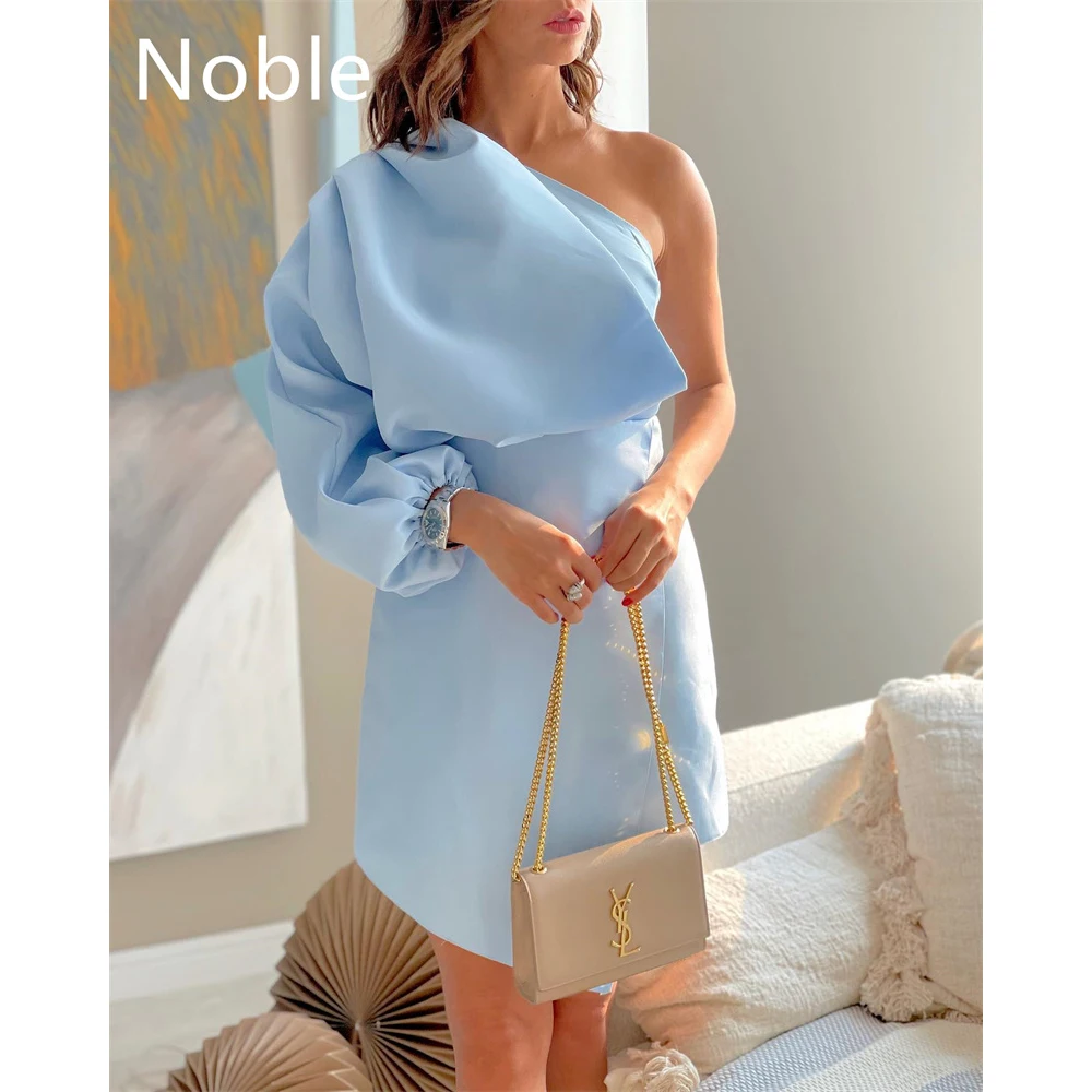 

Noble Sky Blue One Shoulder Prom Dress Knee Length Fashion Evening Summer Elegant Party Dress For Women 2023