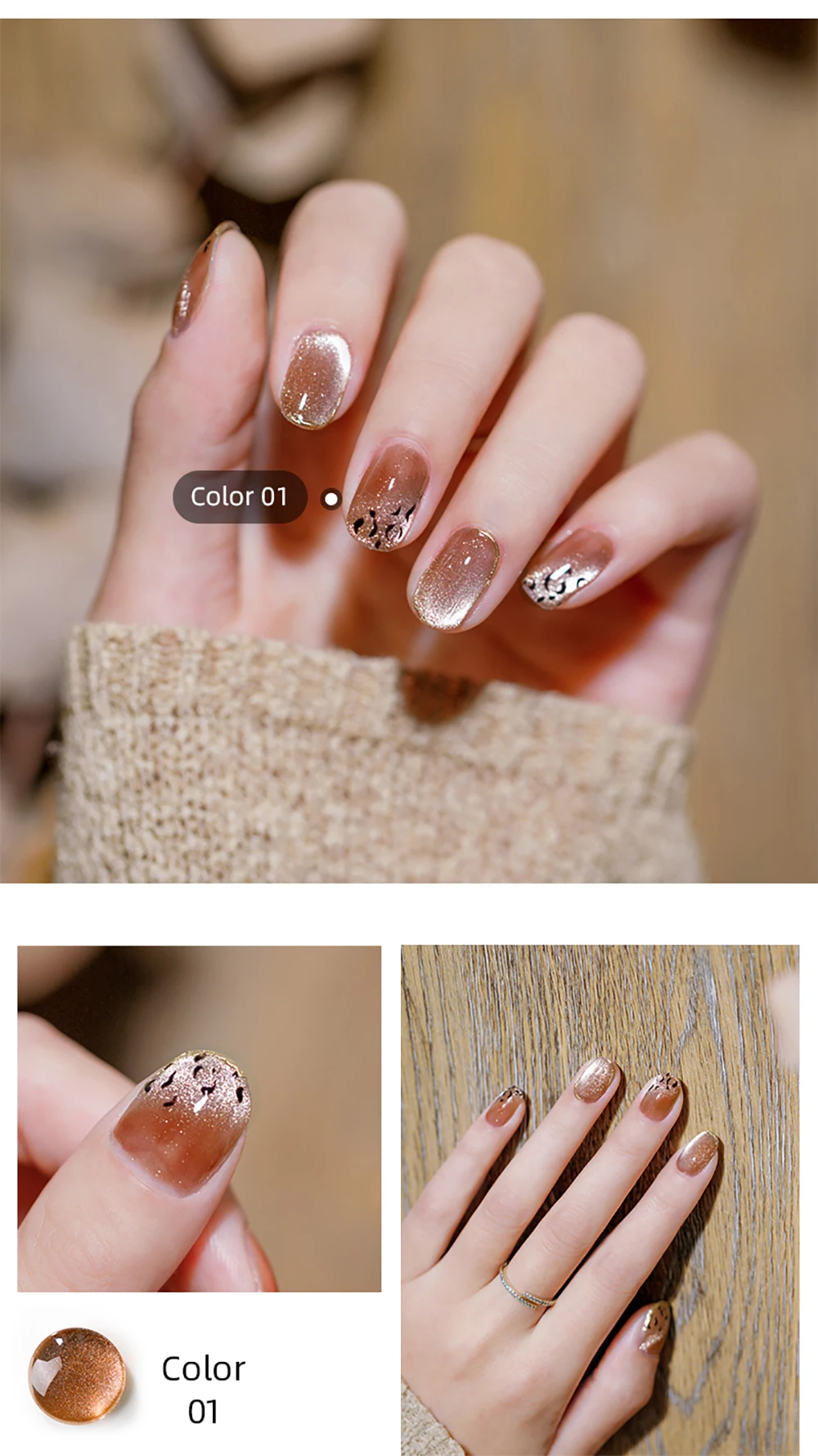 Vendeeni 9 Farben Kristall-Breit-Katzenaugen-Gel-Nagellack-Set Magnetischer UV-Soak-Off-Gel-Lack Silberner Schneelicht-Katzenaugen-Gel-Lack – Detail 6