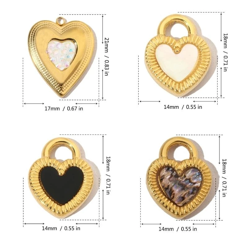 Gold Plated Sturdy Stainless Steel Love Lock Pendant Bracelet Charm Set of 3