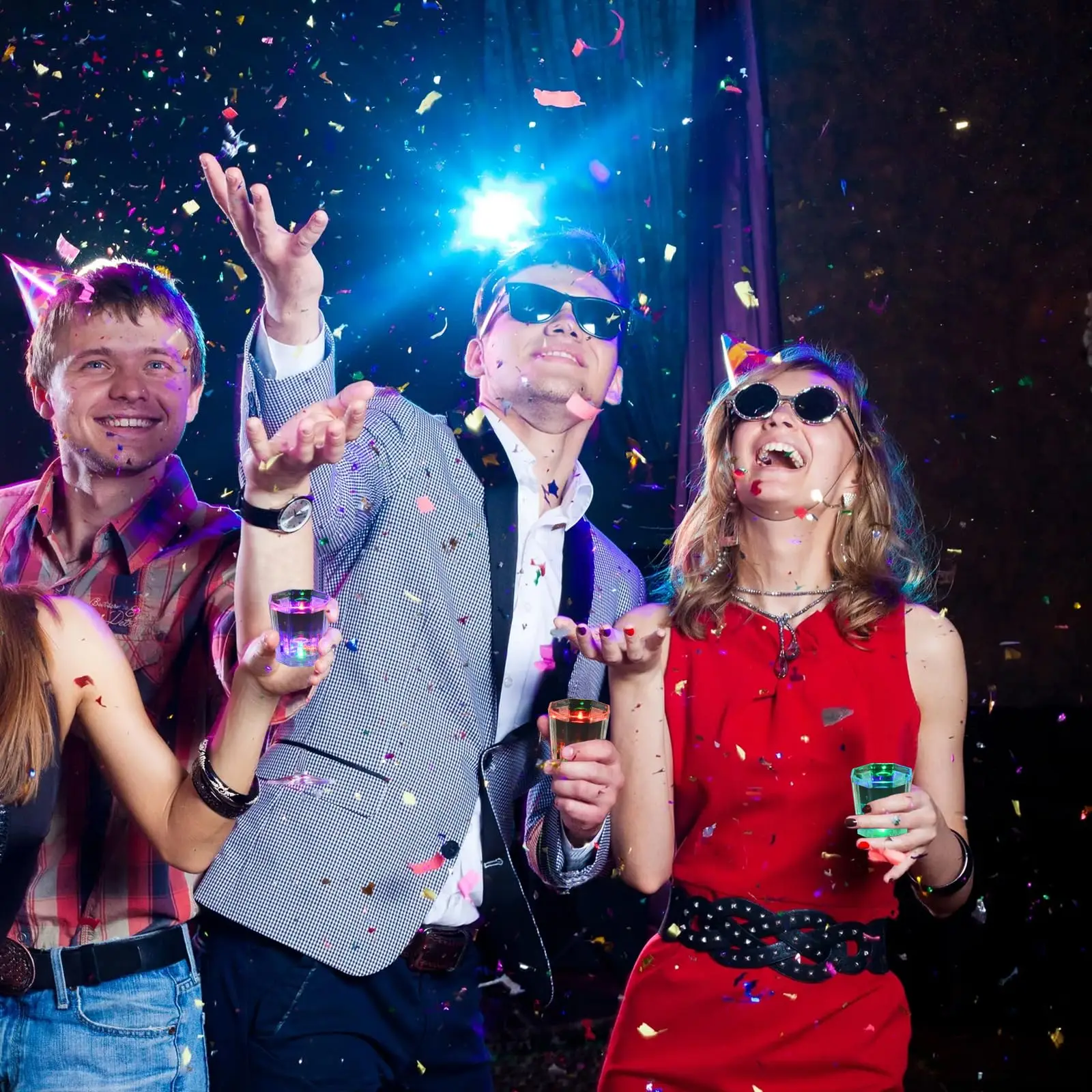 Light Up Shot Glasses Set of 24 Party Favors Adults Shot Cups LED Flash Light Up Drinking Glasses Glow in the Dark Shot Glasses