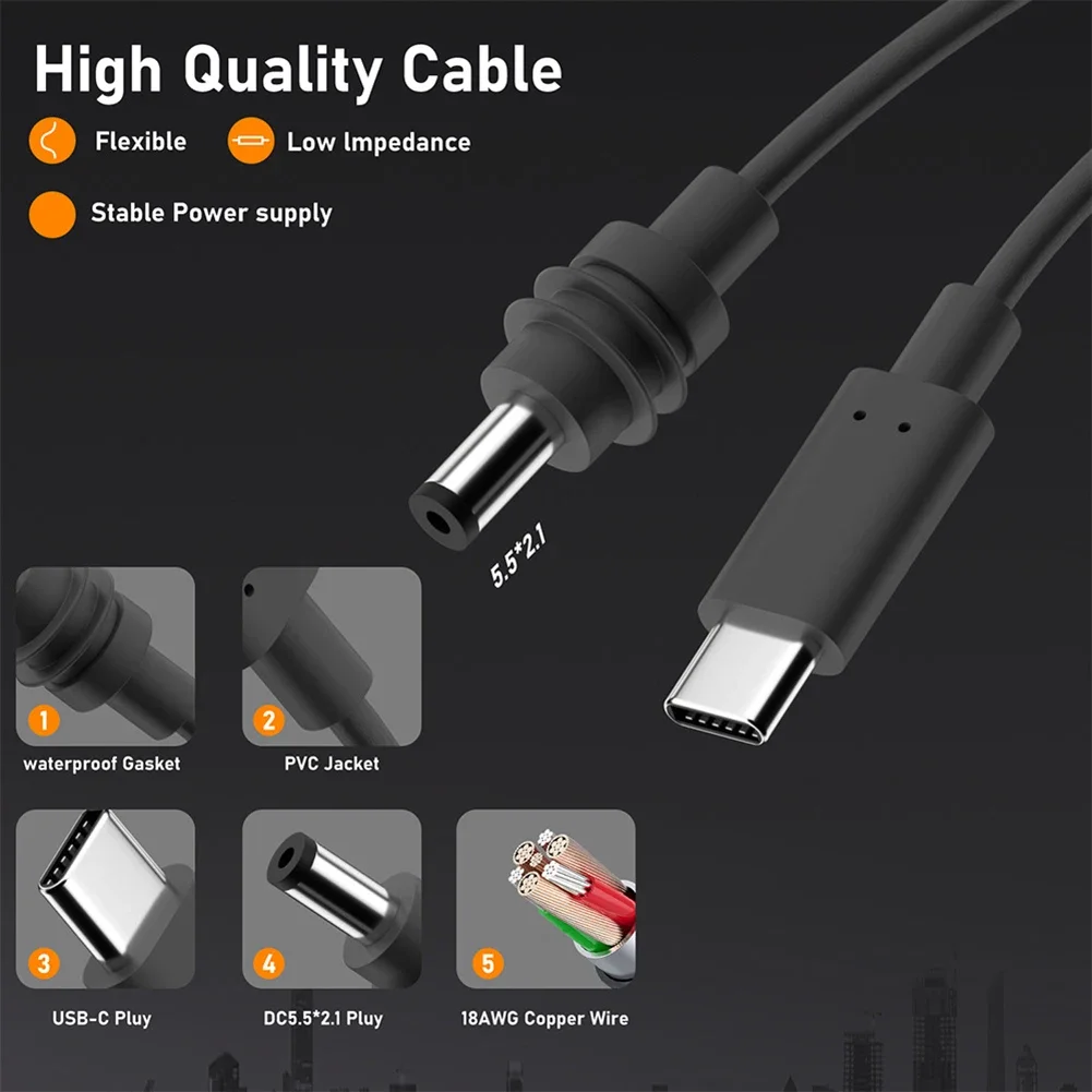 스타링크 미니 USB C to D 케이블, 방수 과부하 단락 보호 전원 솔루션, C 타입 to DC 케이블 부품, 2 m, 3 m, 5m