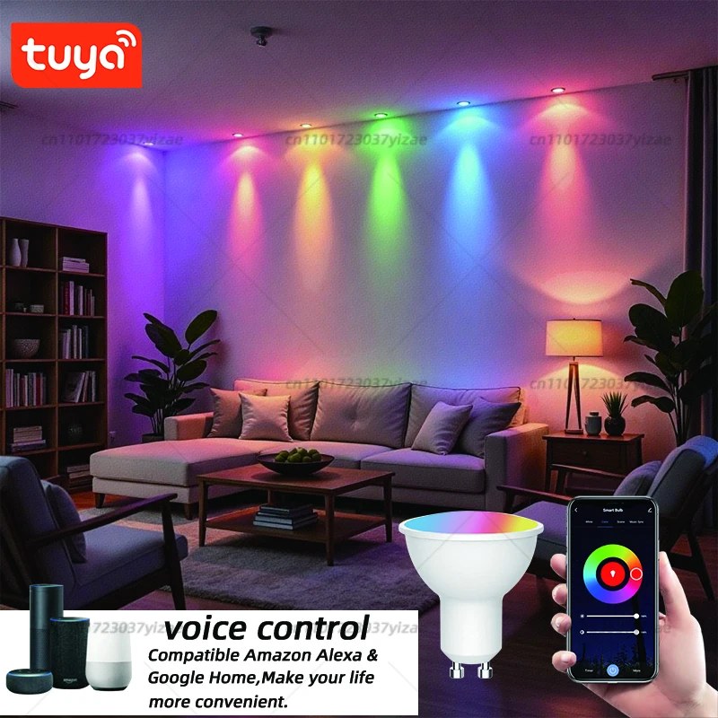 【TUYA】GU10 Spotlights 1/2/4-Pack, Smart WiFi RGB Light for Home Decor, Adjustable Color Temperature, High CRI 90+​