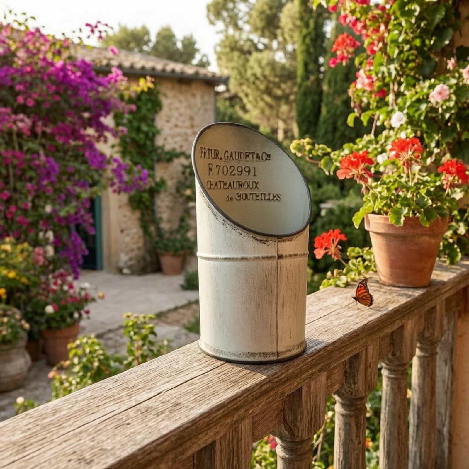 

Vintage Metal Planter Cylindrical Tabletop Flower Pot Rustic Flower Pot Lightweight House Decoration Stable Base for Balcony
