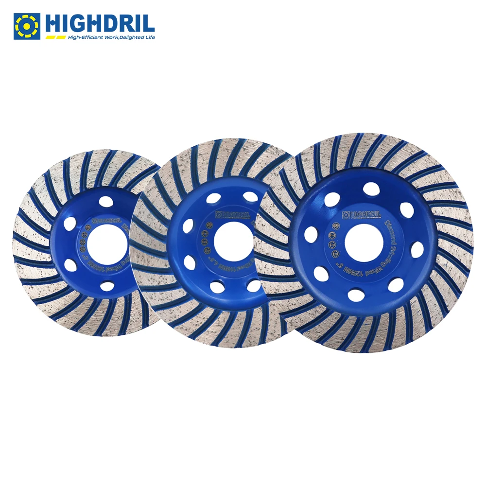 HIGHDRIL 1pc 100/115/125mm Diamond Grinding Discs Cutting Wheels For Concrete Masonry Stone Marble Polishing Tools Turbo Cup