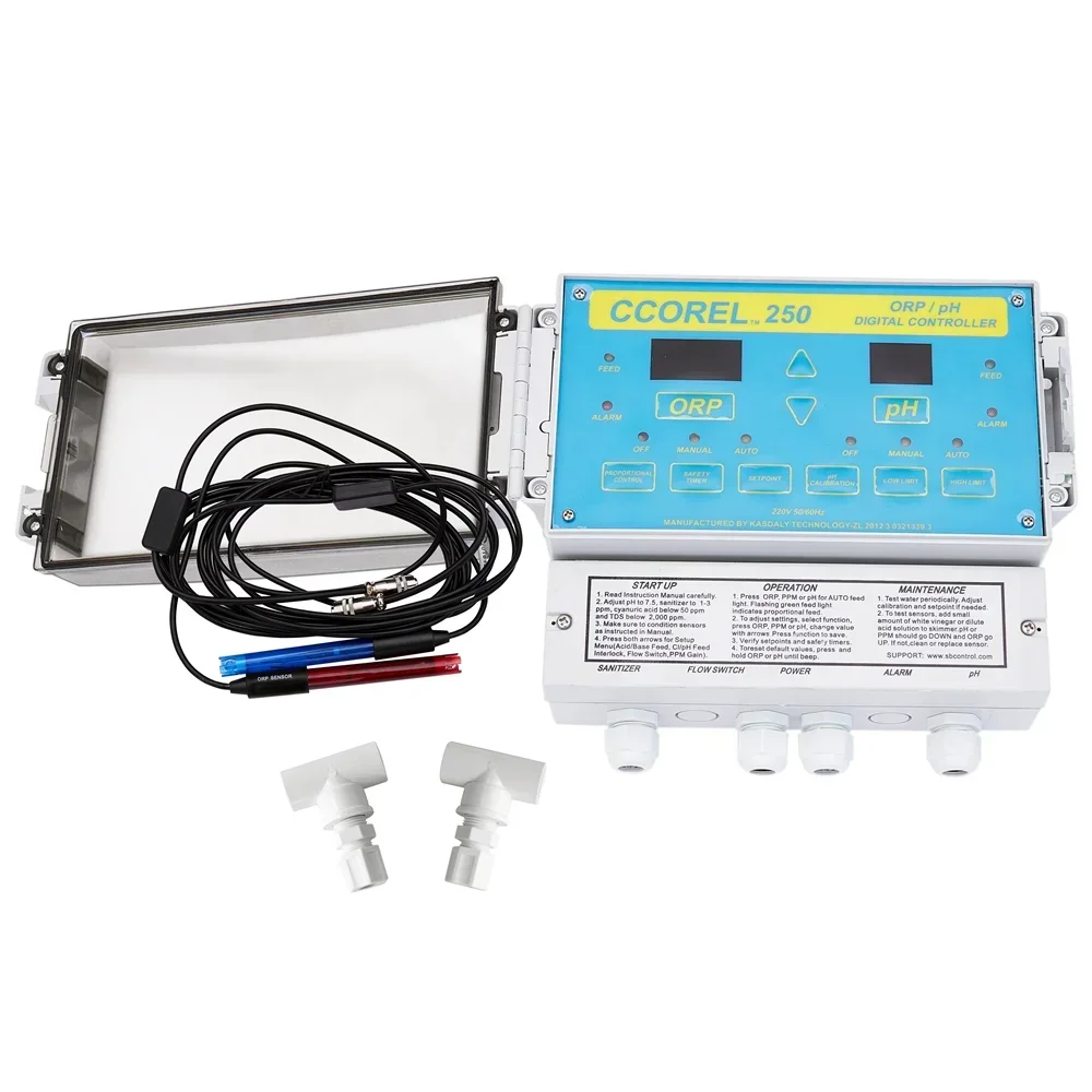 250 Swimming Pool PH ORP Monitor Automatic Digital Pool Water Quality Controller with Chlorine PH CL Dosing System