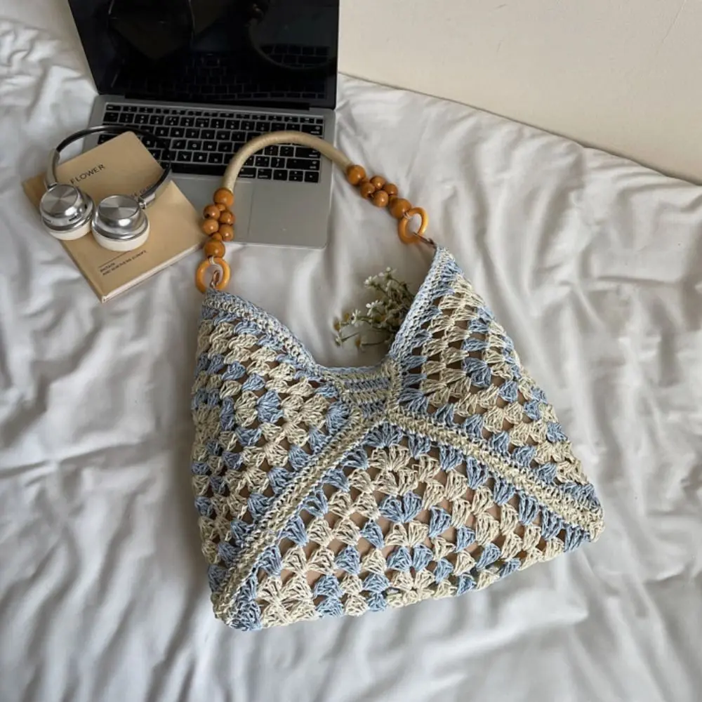 بسيطة الجوف خارج القش حقيبة من القماش حقيبة يد الشاطئ سعة كبيرة البوهيمي حقيبة شاطئية حمل حقيبة دلو حقيبة جوفاء حقيبة كتف السفر