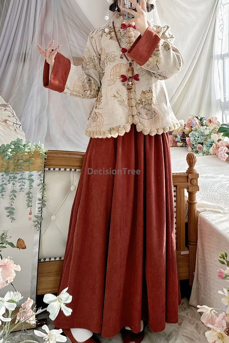 2025 classical literature art trendy design sense chinese clothing set improved vintage qipao set women's daily winter garment