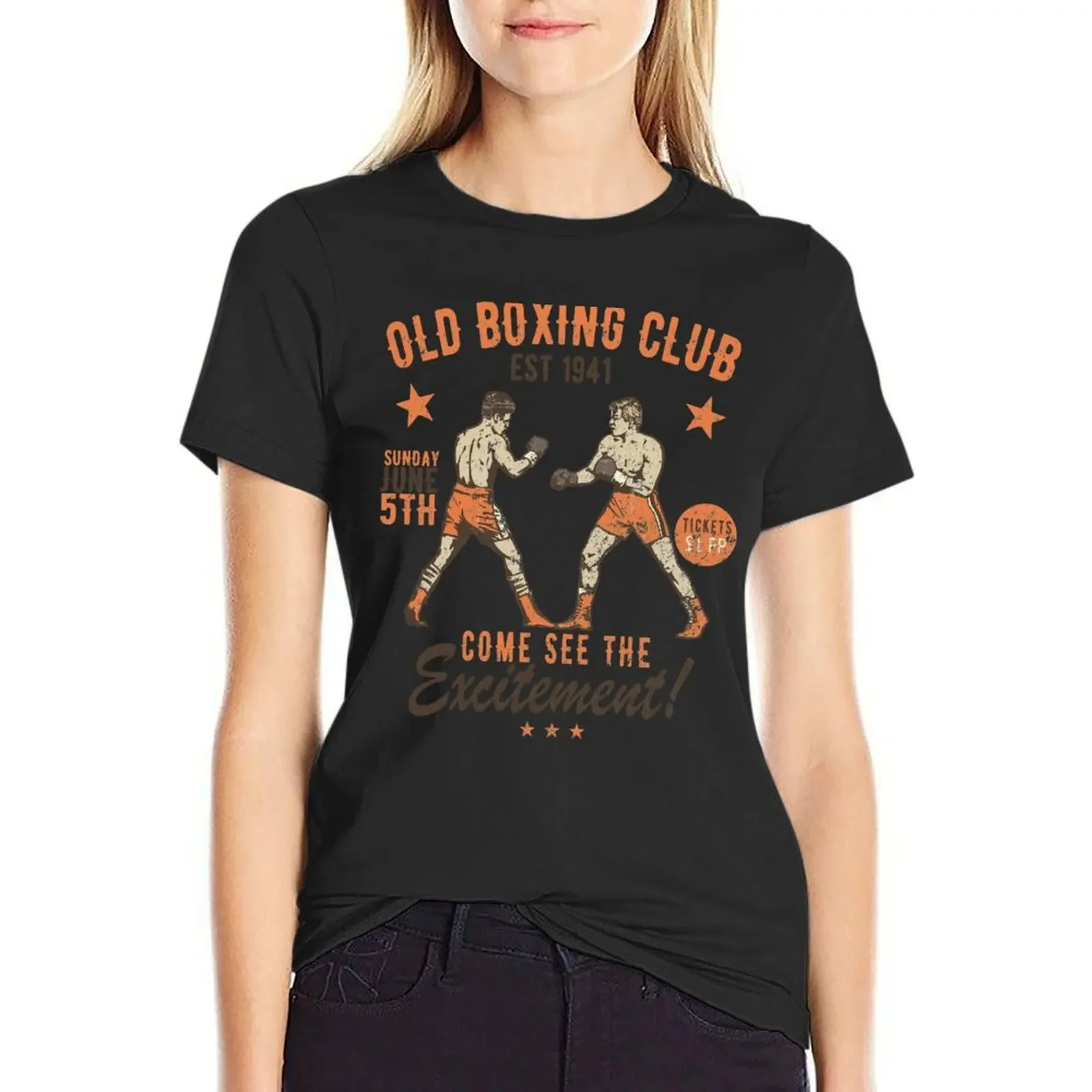 

vintage T Shirt retro distressed boxing boxers T-Shirt anime clothes korean fashion customizeds black t shirts for Women
