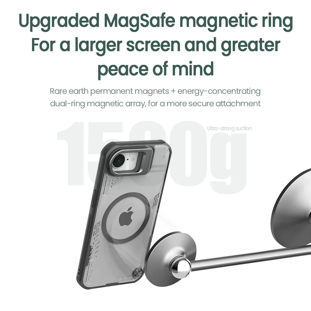 Para iPhone 16e funda NILLKIN Iceblade Prop para lente de privacidad magnética cámara cubierta protectora hueca