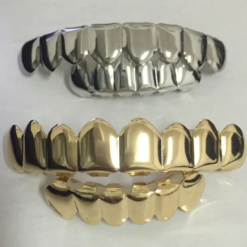 Halloween Teeth Grills Hip Hop Braces Gold Plated 8 Braces Gold Braces Props