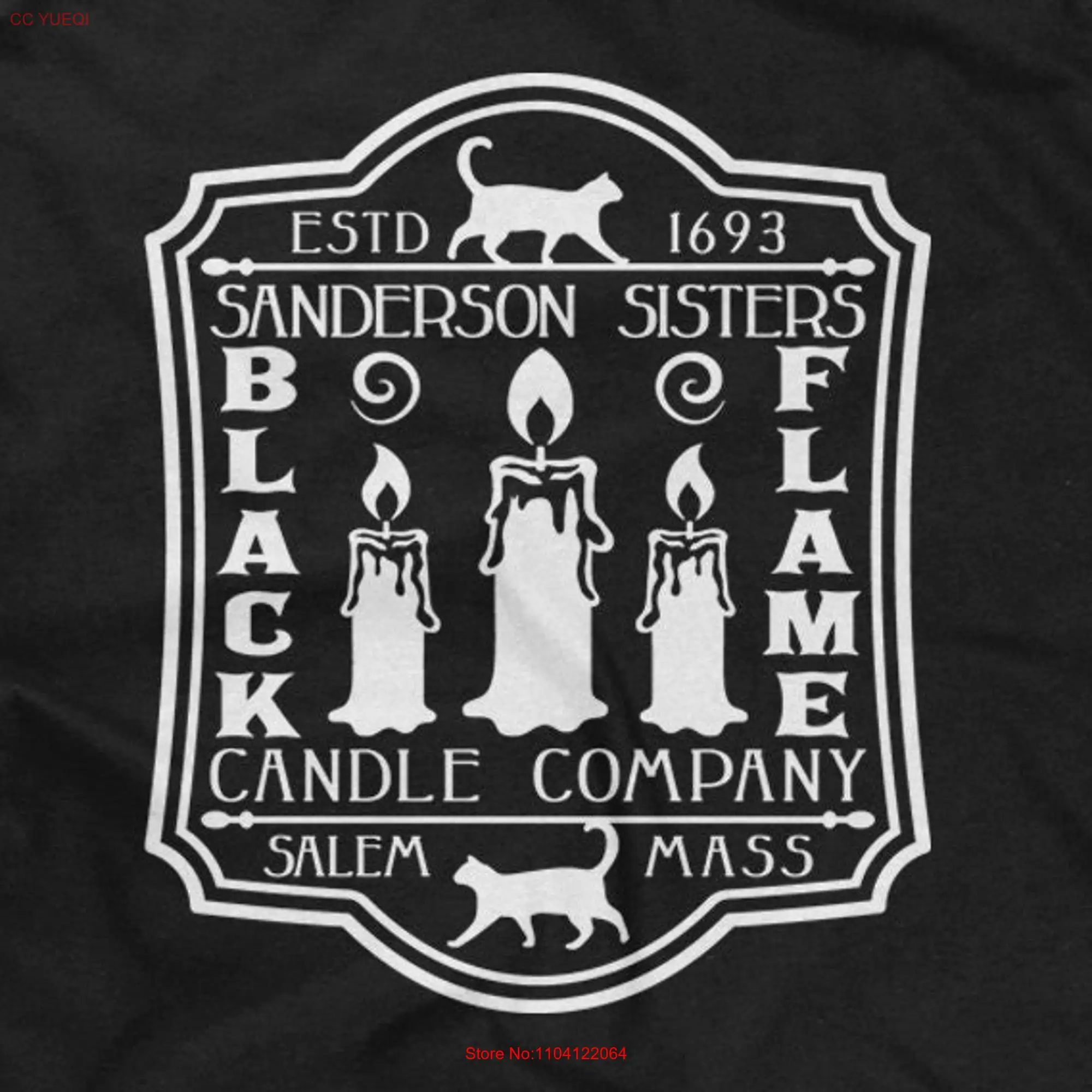 Black Flame Candle Company Mens T shirt or Funny Witch Halloween long or short sleeves