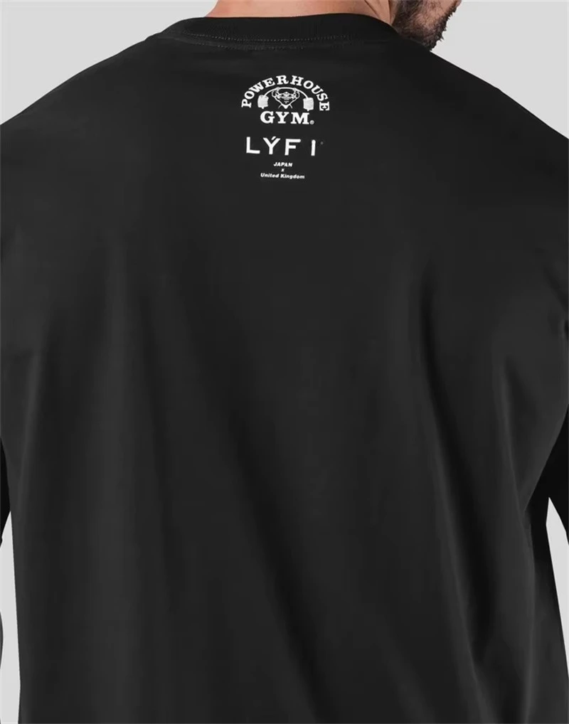 2026 Summer Men's Gym T-Shirt, Barbell Muscle Graphic, Oversized Heavy Cotton Streetwear For Bodybuilding Powerlifting