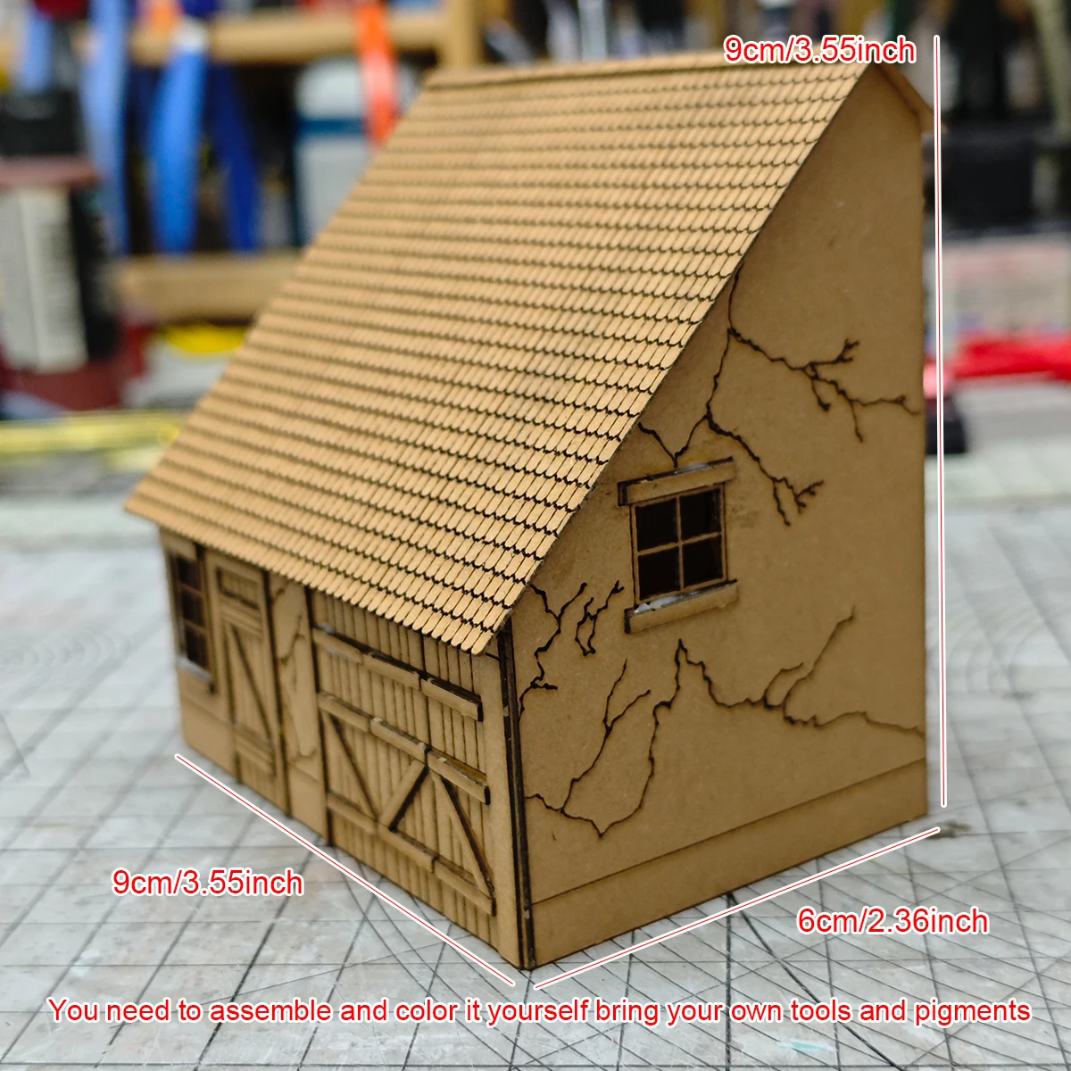 Assembly Architectural Model Miniatures Sand Table Rural Wooden House Log Cabin House Streetscape Diorama Scale Model Kit 1/72
