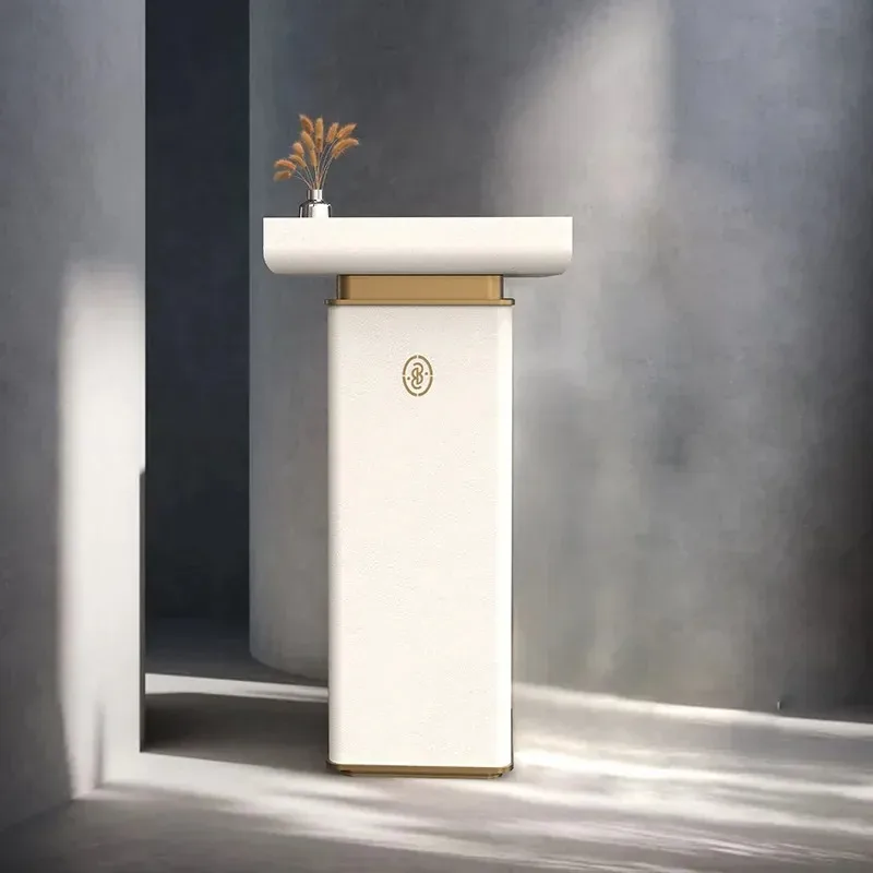 Leather Reception Desk Light Luxury Company Front Desk Welcome Counter Simple Modern Information Desk Customizable