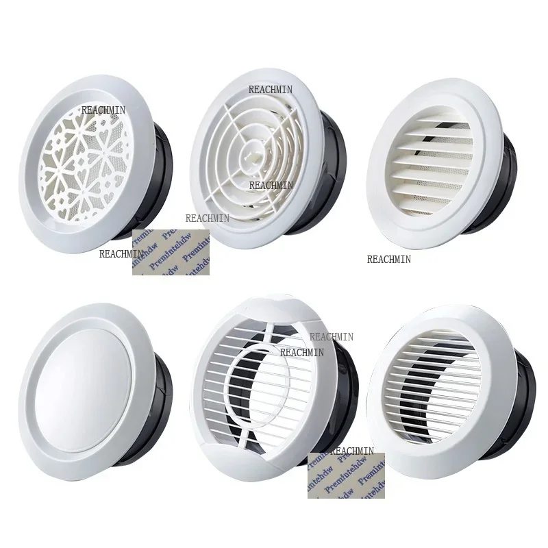 

White ABS Plastic Round Air Vent Grill Cover Diffuser Ventilation Ducting Hose Louver Wall Ceiling Mounted