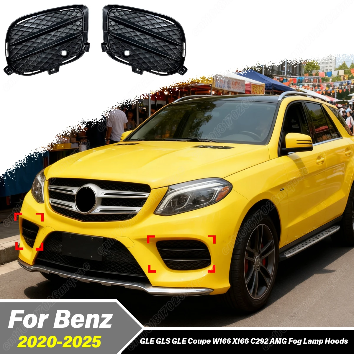 

For Mercedes Benz GLE GLS GLE Coupe W166 X166 C292 AMG 2020 2021 2022 2023 2024 2025 Automobile Front Fog Lamp Hoods Body Kit