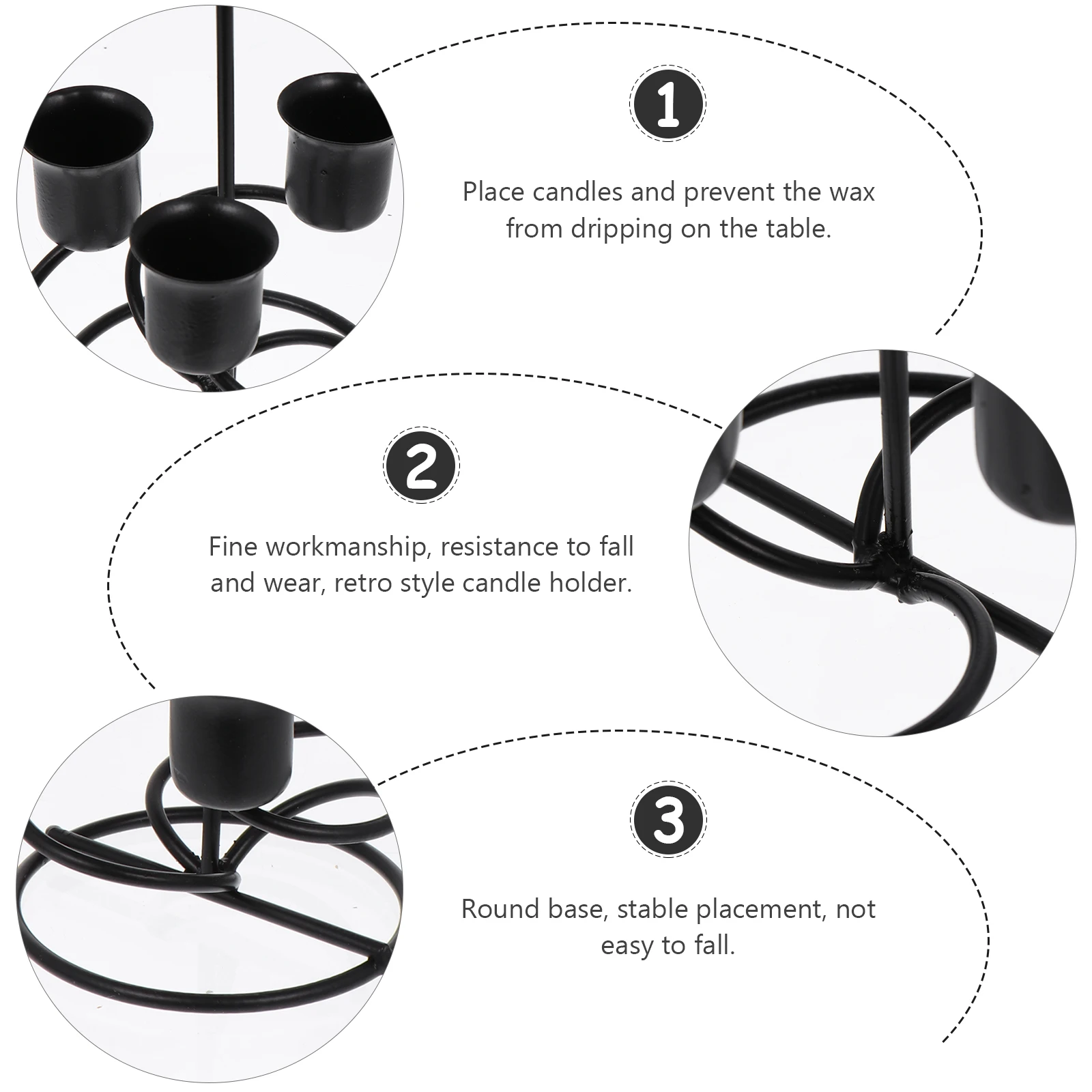 

Iron Holder Retro Style Fine Workmanship Polished Smooth Surface For Parties Birthdays Weddings Decorative