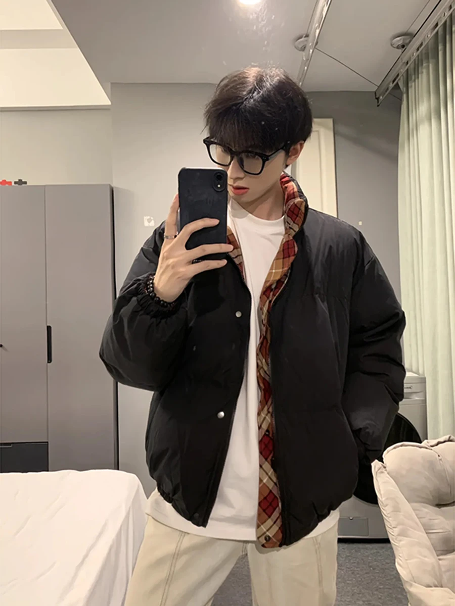 

Мужская зимняя куртка Bla Plaid Spliced с воротником-стойкой, в стиле хип-хоп, брендовая, утепленная пухом, из полиэфирного волокна, белая