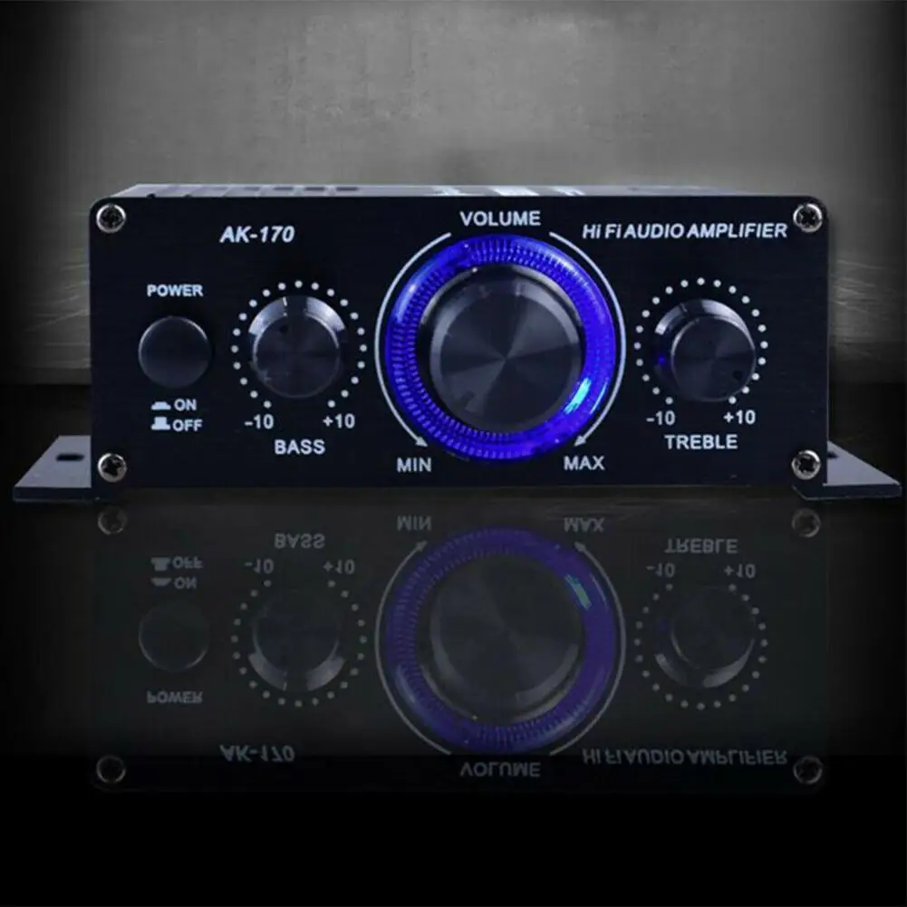 Amplificador de Audio AK170 para coche, para el hogar de sonido Digital miniamplificador, canal de coche, 2,0, HIFI, FM Bass Trebl R7T4