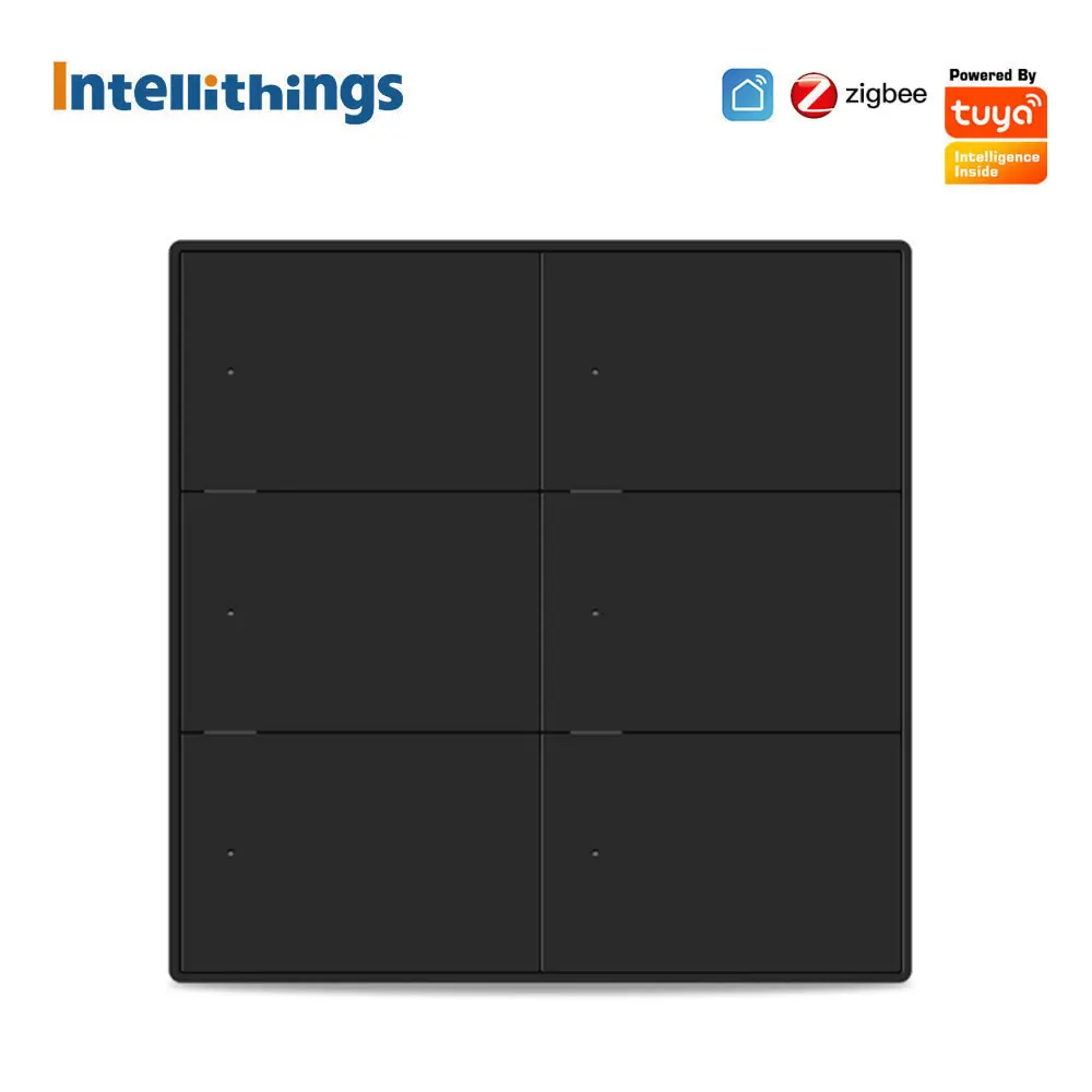 

Zemismart Zigbee 6 Gangs 4x4 with Neutral Interruptor Wall Light Switches Tuya SmartThings App Alexa Google Home Control Black