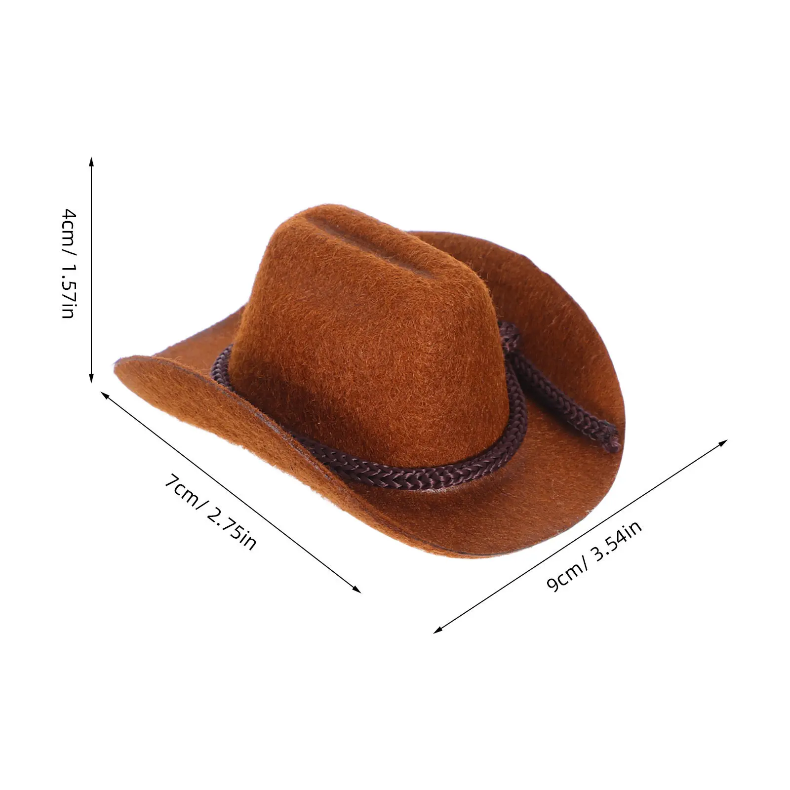 4 piezas de pequeños sombreros artesanales de vaquero, centros de mesa para mesas, figuras de fiesta, artículos en miniatura