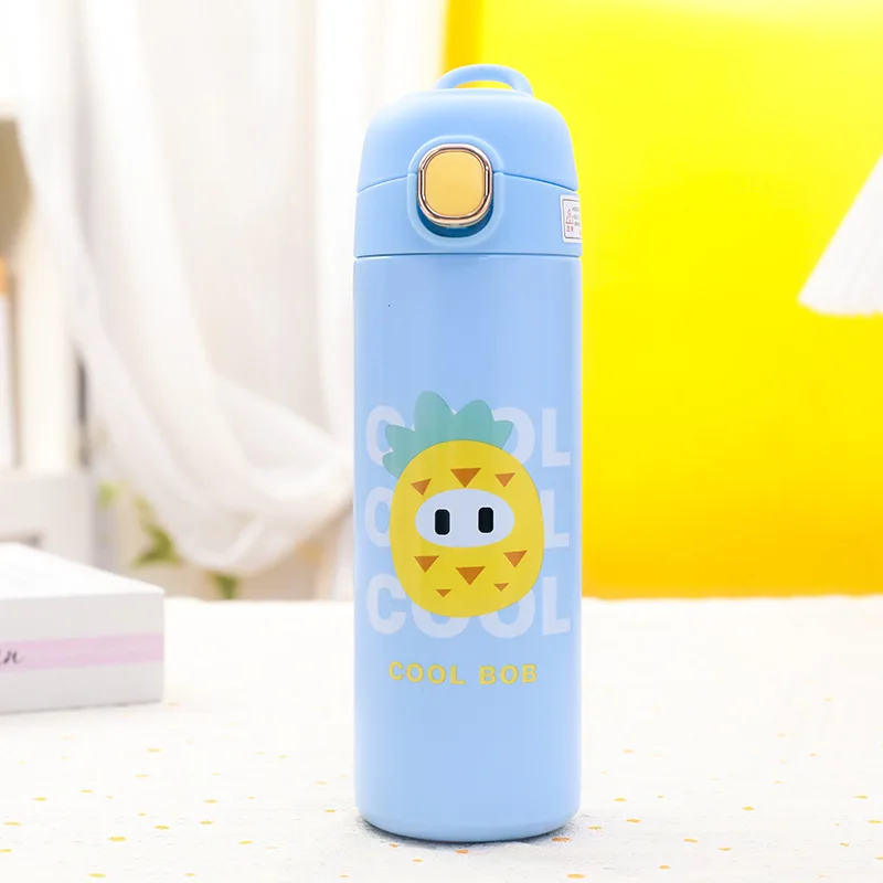 Thermos Bottle Mug Cartoon Cute Chaildren Girls Boy Bouncing Water Bottle 304 Stainless Steel Vacuum Flask Cup Thermos Cups