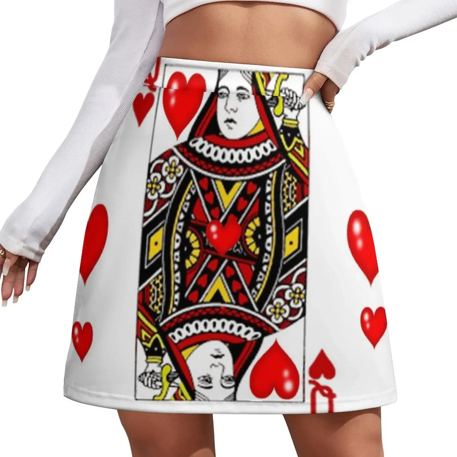 QUEENOF HEARTS SUIT CASINO PLAYING FACE CARD VALENTINES Mini spódniczka krótkie spódniczki dla kobiet spódnice damskie trend 2024