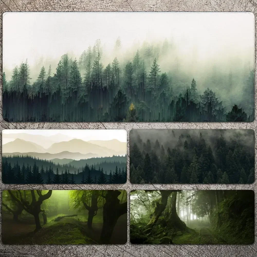 

Foggy Green Forest Mousepad Large Gaming Mouse Pad LockEdge Thickened Computer Keyboard Table Desk Mat