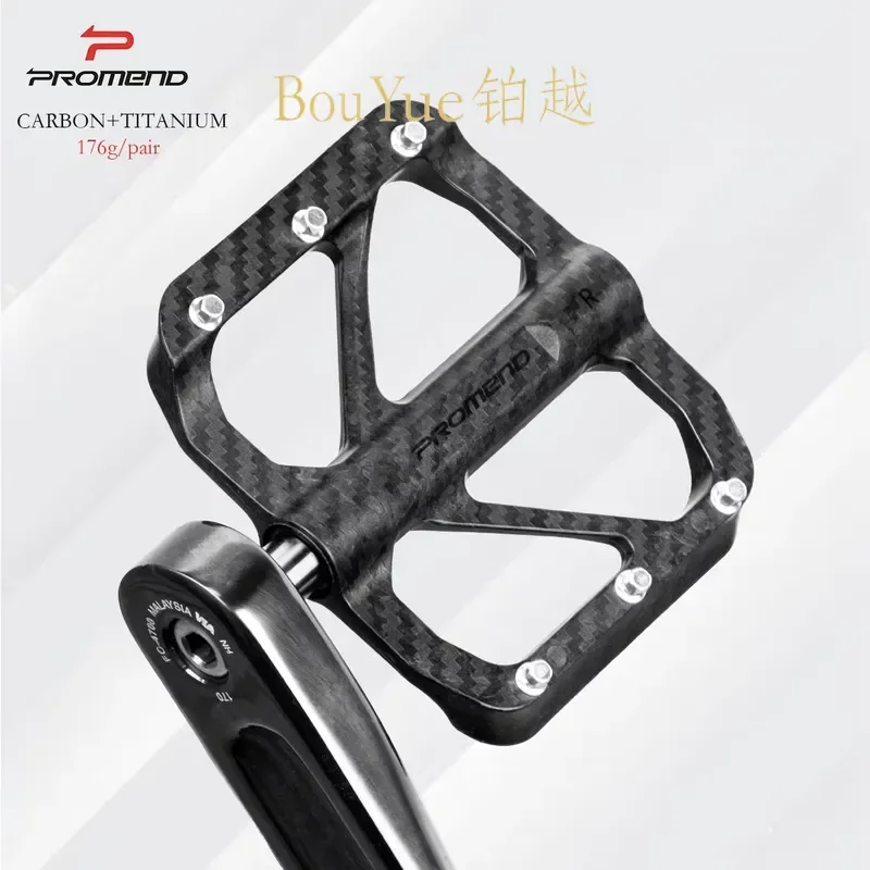 Ultra Light Carbon Fiber Bike Pedals with Titanium Alloy Axle and 3 Sealed Bearings Non Slip Durable Platform for Road MTB