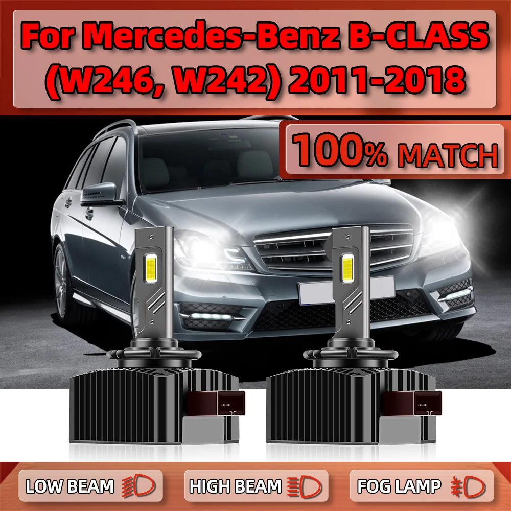 High Bright D1S LED Headlights 25000LM HID Xenon Lights Bulbs Plug and Play 12V For Mercedes-Benz B-CLASS (W246, W242) 2011-2018