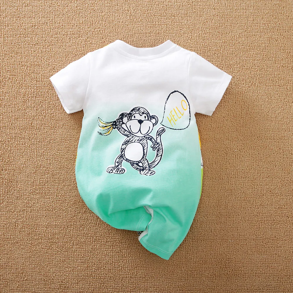 Newborn Boy Romper Summer Short sleeves Animal Print Cotton Jumpsuit 0-18 Months Baby Clothes Comfortable with Clothing Infant