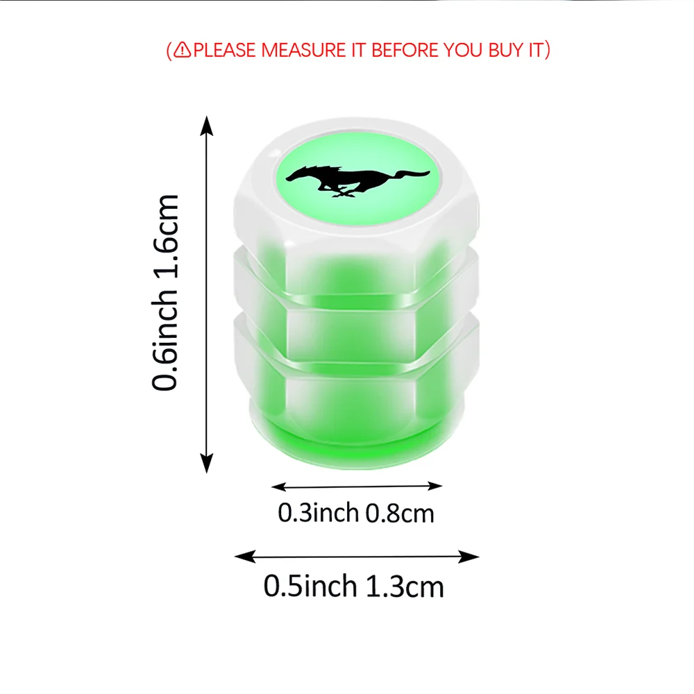 For Ford Mk7 Fiesta Ranger Kuga Mustang Everest 4Pcs Car Luminous Valve Cap Fluorescent Tire Dust Cover Motorcycle Accessories