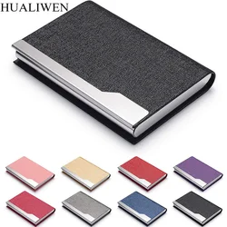 Stainless Steel PU Leather Business Card Holder, Metal Fashion Creative Leather Business Card Box, Gift