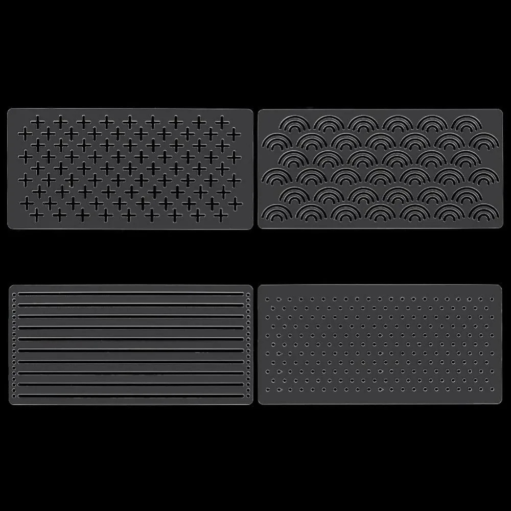 4Pcs Clear Acrylic Sashiko Stencil 3.94x7.87 Inch Embroidery Pattern Template Acrylic Embroidery Tool Quilting Stencil kits