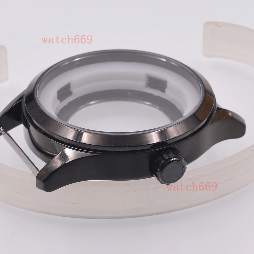 42 مللي متر حافظة ساعة من الفولاذ المقاوم للصدأ باللون الأسود حافظة من زجاج الياقوت تناسب أجزاء ساعة الحركة الأوتوماتيكية NH35 NH36 #4