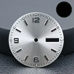 28.5MM dial Dual Calendar Watch Silver/Black/Blue Dial Green Luminous Dial Suitable for NH36 Movement Accessories Watch dial