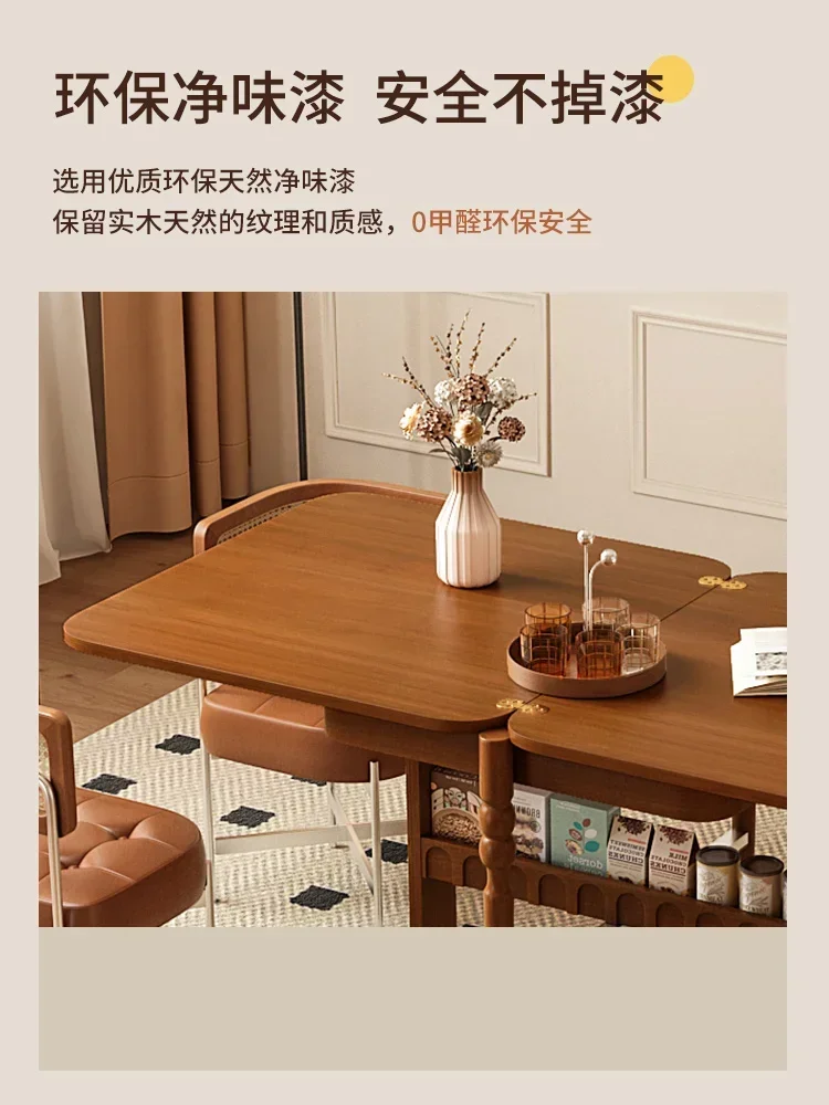 Mesa de comedor plegable, combinación de mesa de comedor y silla de almacenamiento retro francés