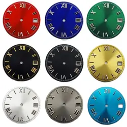 28.5mm Sterile Watch Dial Black Blue Green Silvery Grey Red Watch Dial With Date Fit NH35 NH35A Watch Automatic Movement Parts