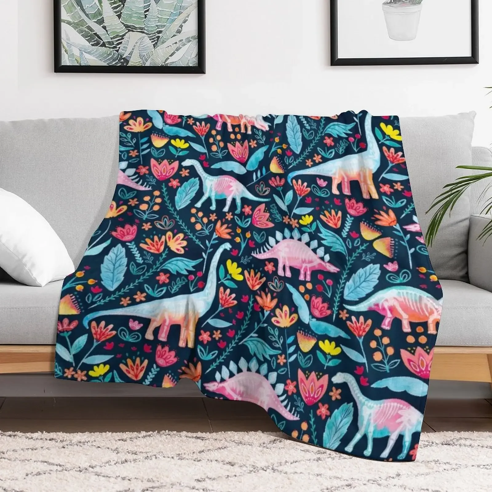 Dinosaur Delight Throw Blanket Stylish Decor Blanket Gift for Friends Roommate