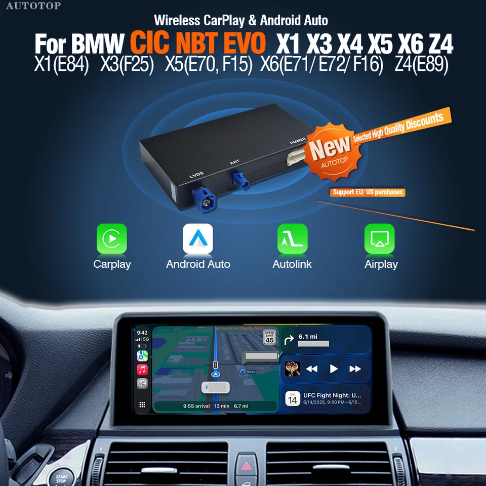 AUTOTOP Wireless CarPlay Android Auto for BMW CIC NBT EVO X1 X3 X5