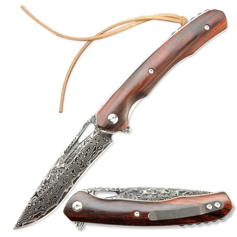 ST249 Coltello tascabile pieghevole da campeggio esterno Caccia tattica Lama di Damasco Utilità portatile Coltelli per autodifesa per frutta Strumenti EDC