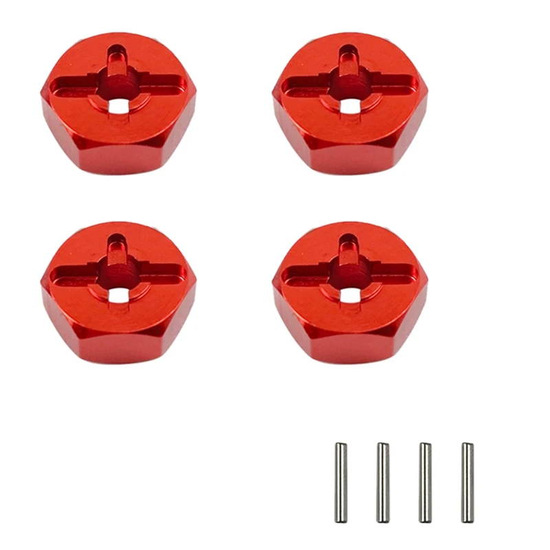 for Wltoys A959 A959-B A969 K929 1/18 RC Car Upgrade Accessories 7mm to 12mm Metal Combiner Wheel Hub Hex Adapter,Red