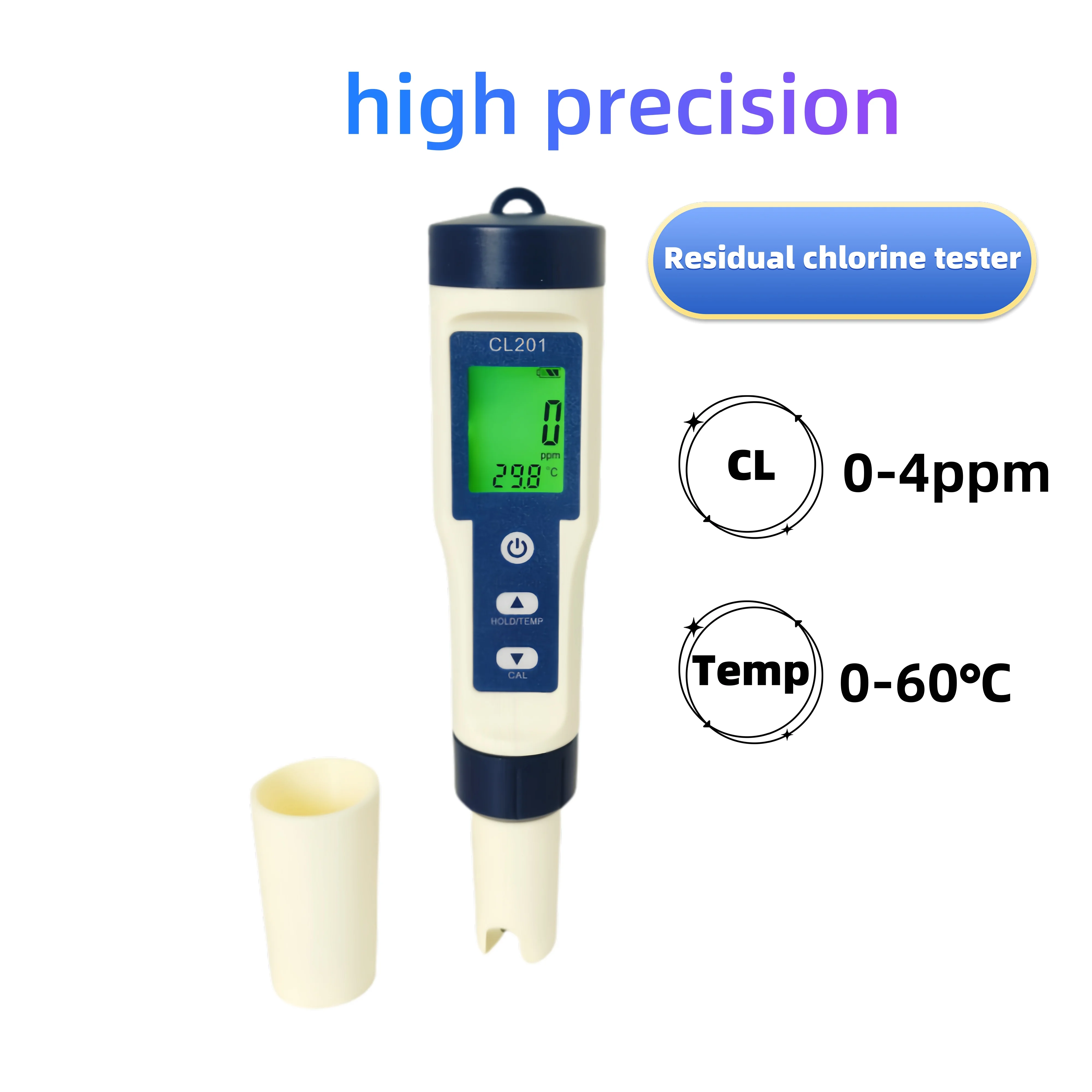 Instrumento de prueba de medidor de cloro CL201, instrumento eficiente de monitoreo y detección de cloro sin piscina