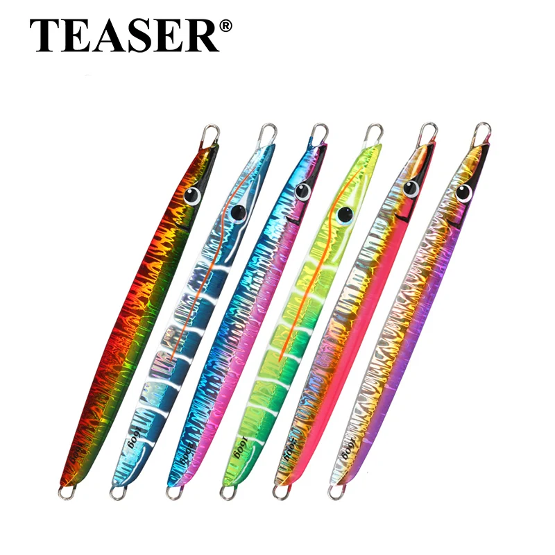 

TEASER J98 200 г, быстро тонущие приманки для морской рыбалки, медленно тряски, железная пластина, 160 г и 200 г, искусственные приманки для рыбалки на лодках, УФ-светящиеся
