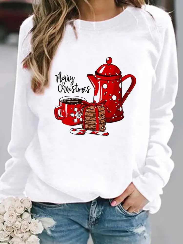 

Watercolor Lovely Season Christmas New Year Pullovers Women Clothing Ladies Fleece Female O-neck Casual Graphic Sweatshirts